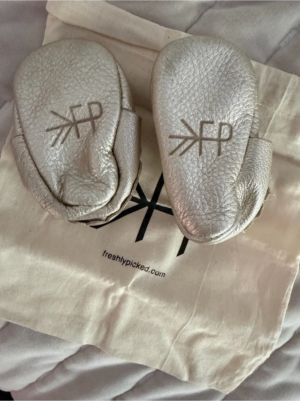 Freshly picked scallop gold Mary Jane moccs